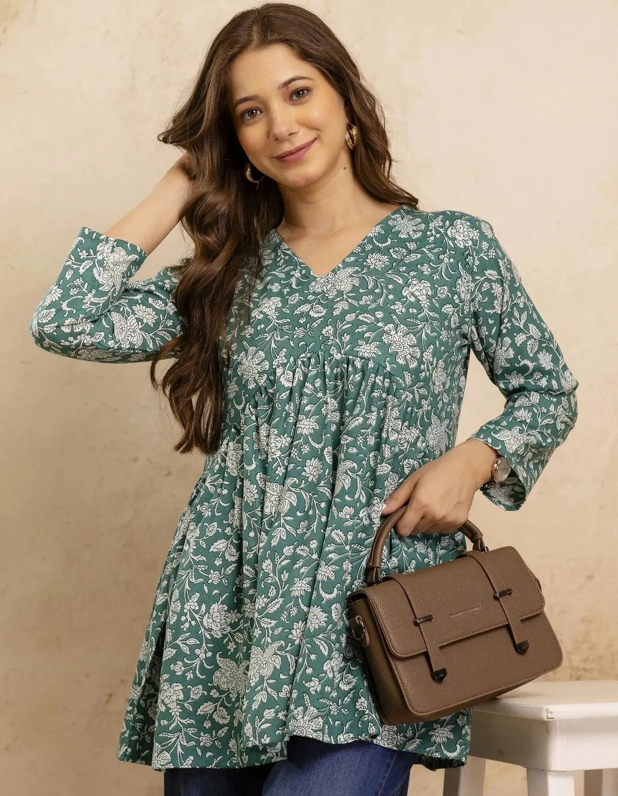 casual regular sleeves printed women light blue, white top casual regular sleeves printed women light blue, white top